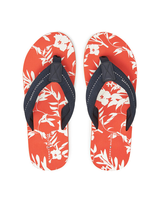 Tommy Hilfiger Джапанки Hilfiger Flw Print Beach Sandal FM0FM05507 Тъмносин цвят на ниска цена
