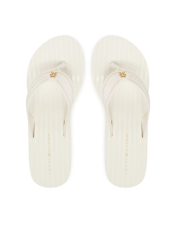 Tommy Hilfiger Джапанки Th Stripes Wedge Beach Sandal FW0FW08521 Бял цвят на ниска цена