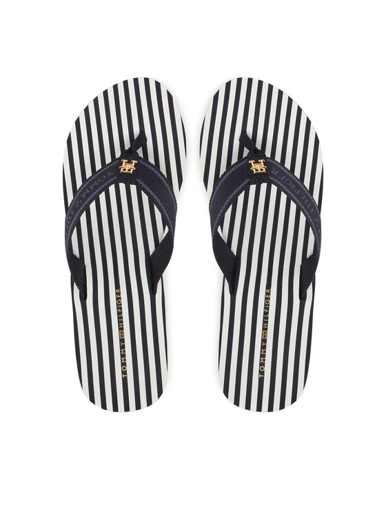 Tommy Hilfiger Джапанки Th Stripes Wedge Beach Sandal FW0FW08521 Син цвят на ниска цена