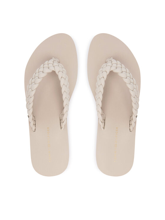 Tommy Hilfiger Джапанки Th Wedge Cornrow Beach Sandal FW0FW09037 Екрю цвят на ниска цена