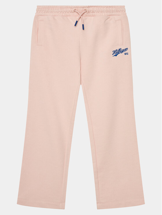 Tommy Hilfiger Долнище анцуг Hilfiger Script Wide Sweatpant KG0KG07751 Розов Regular Fit цвят на ниска цена
