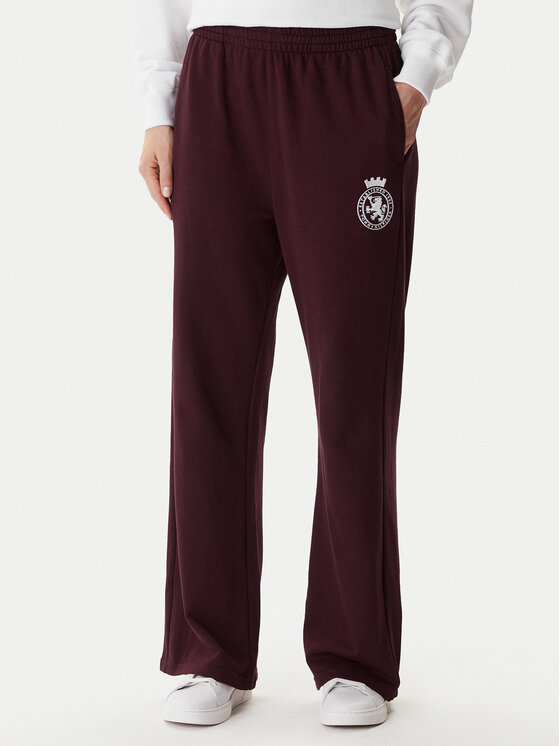 Tommy Hilfiger Долнище анцуг UW0UW06081 Бордо Wide Leg цвят на ниска цена