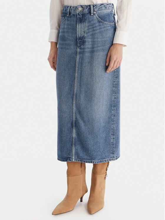 Tommy Hilfiger Дънкова пола WW0WW46503 Син Regular Fit цвят на ниска цена