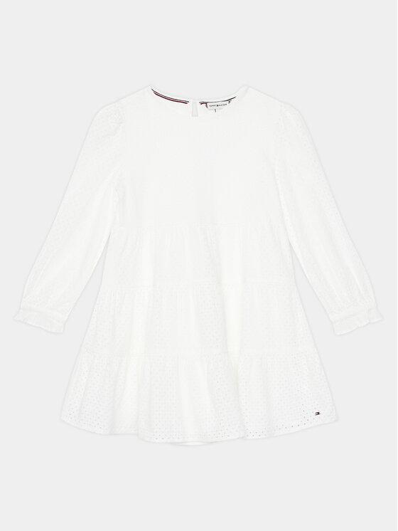 Tommy Hilfiger Ежедневна рокля Anglaise KG0KG07779 D Бял Regular Fit цвят на ниска цена