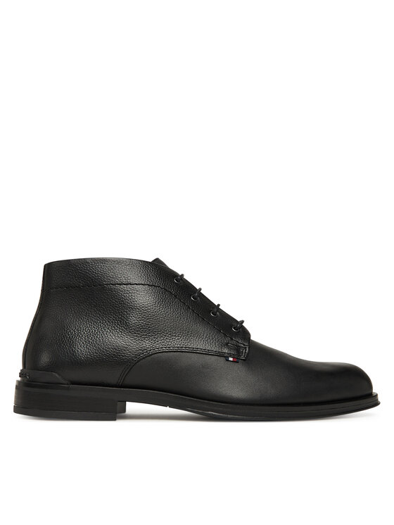 Tommy Hilfiger Зимни обувки Corporate Hilfiger Lth Boot FM0FM05697 Черен цвят на ниска цена