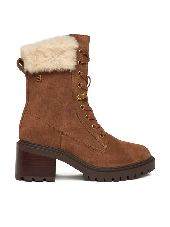 Tommy Hilfiger Зимни обувки Th Shearling Lace Up Boot FW0FW08999 Кафяв цвят на ниска цена