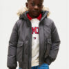 Tommy Hilfiger Зимно яке Hooded Fake Fur Bomber KB0KB09887 Сив Regular Fit цвят на ниска цена