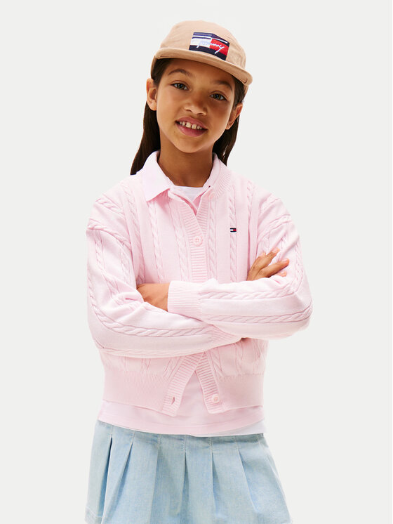 Tommy Hilfiger Кардиган KG0KG08546 Розов Regular Fit цвят на ниска цена