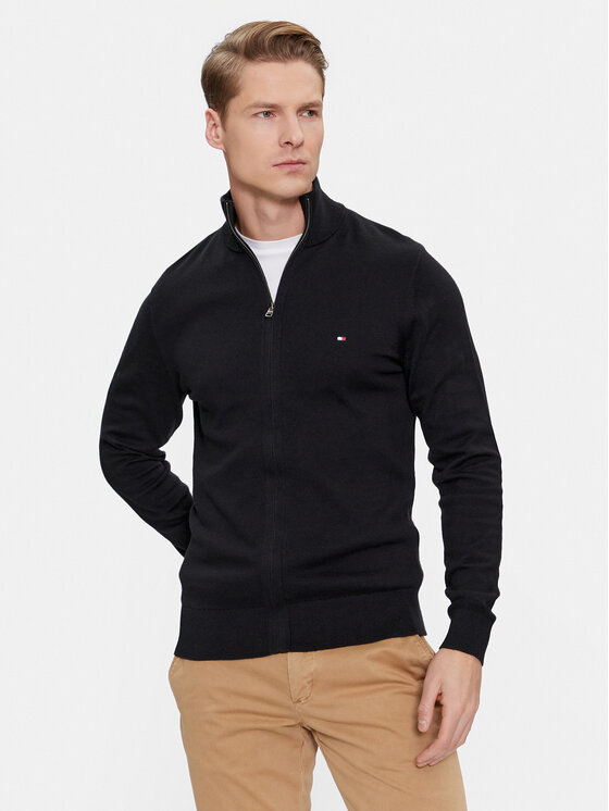 Tommy Hilfiger Кардиган MW0MW28050 Черен Regular Fit цвят на ниска цена