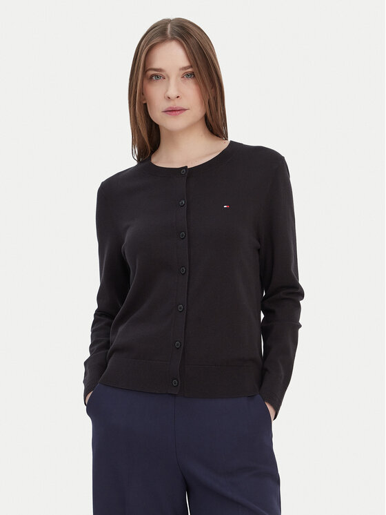 Tommy Hilfiger Кардиган WW0WW42370 Черен Regular Fit цвят на ниска цена