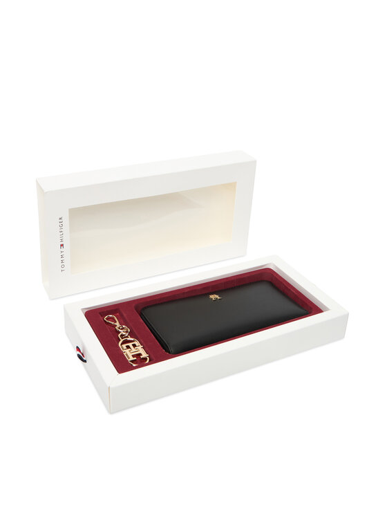 Tommy Hilfiger Компелкт портфейл и ключодържател Lgr Za + Charm AW0AW18040 Черен цвят на ниска цена
