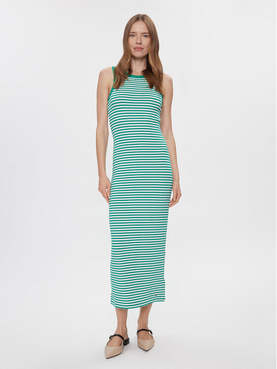 Tommy Hilfiger Лятна рокля WW0WW41996 Зелен Slim Fit цвят на ниска цена