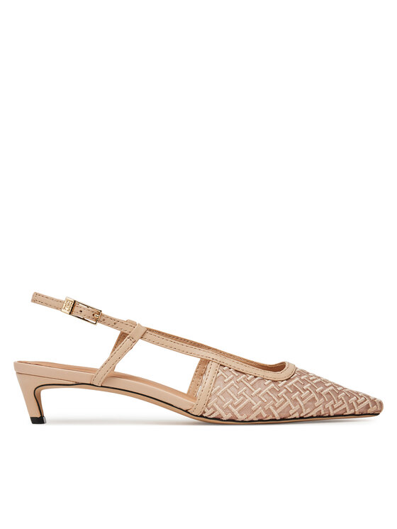 Tommy Hilfiger Обувки на ток Mono Squared Toe Kitten Slingb FW0FW08746 Бежов цвят на ниска цена