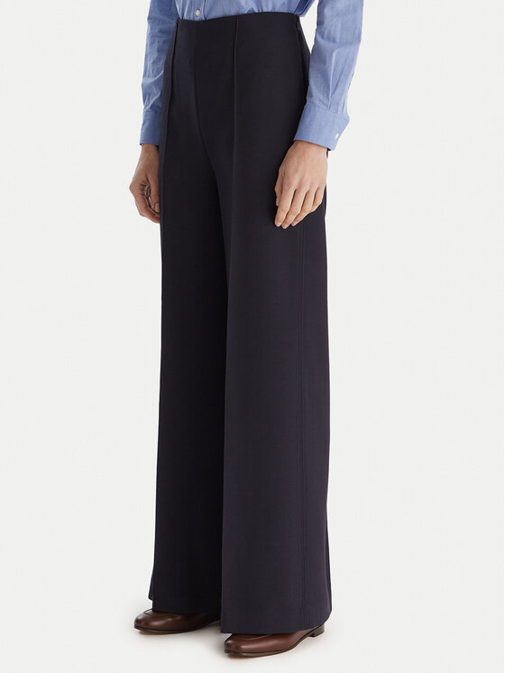 Tommy Hilfiger Панталони тип палацо WW0WW48406 Тъмносин Wide Leg цвят на ниска цена
