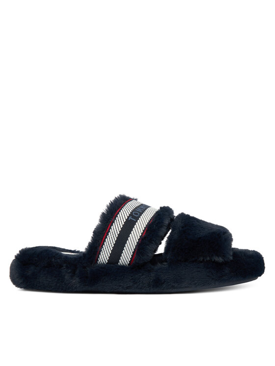 Tommy Hilfiger Пантофи Hilfiger Fur Slipper FW0FW08854 Тъмносин цвят на ниска цена