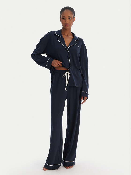 Tommy Hilfiger Пижама UW0UW06142 Тъмносин Relaxed Fit цвят на ниска цена