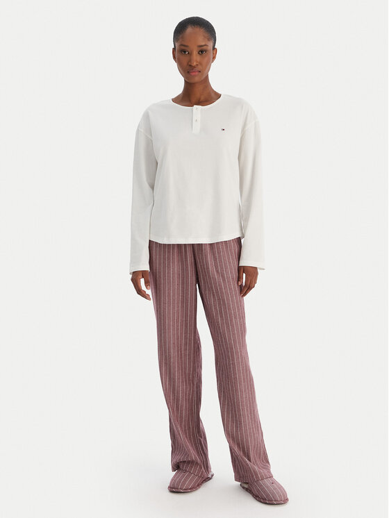 Tommy Hilfiger Пижама UW0UW06154 Екрю Regular Fit цвят на ниска цена
