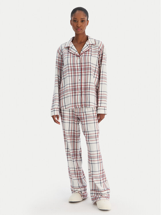 Tommy Hilfiger Пижама UW0UW06155 Екрю Relaxed Fit цвят на ниска цена