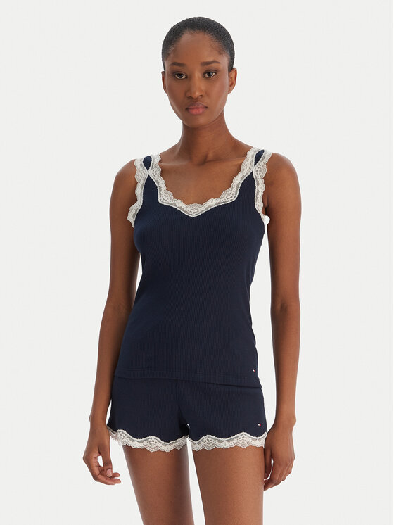 Tommy Hilfiger Пижама UW0UW06215 Тъмносин Regular Fit цвят на ниска цена