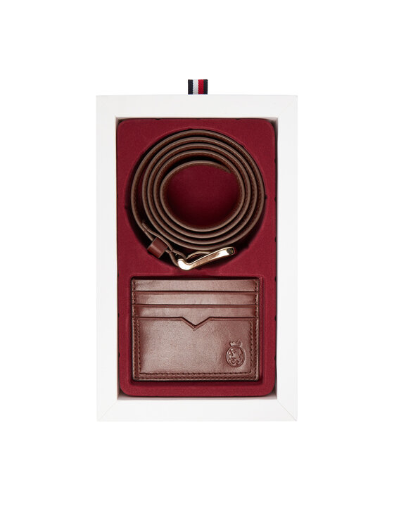 Tommy Hilfiger Подаръчен сет Th Crest Belt And Cc Holder AM0AM13934 Кафяв цвят на ниска цена