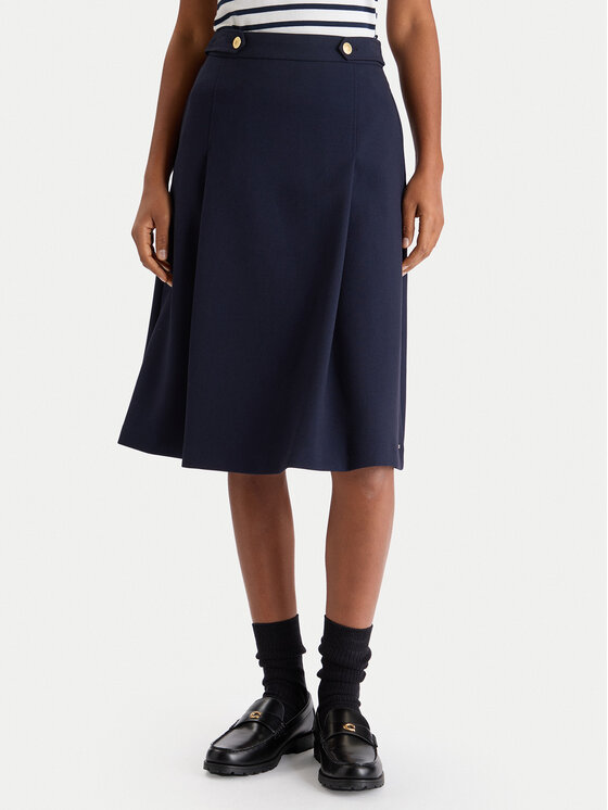 Tommy Hilfiger Пола тип трапец WW0WW48263 Тъмносин Regular Fit цвят на ниска цена