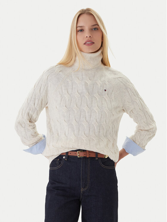 Tommy Hilfiger Поло WW0WW46791 Бежов Regular Fit цвят на ниска цена