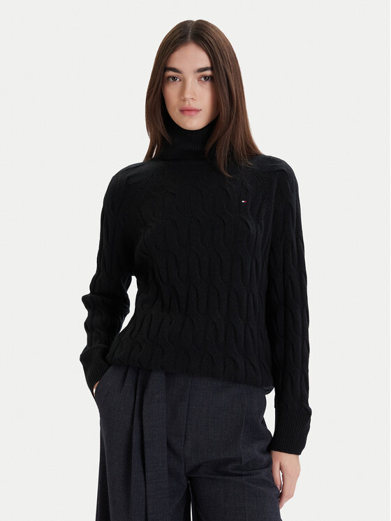 Tommy Hilfiger Поло WW0WW46791 Черен Regular Fit цвят на ниска цена