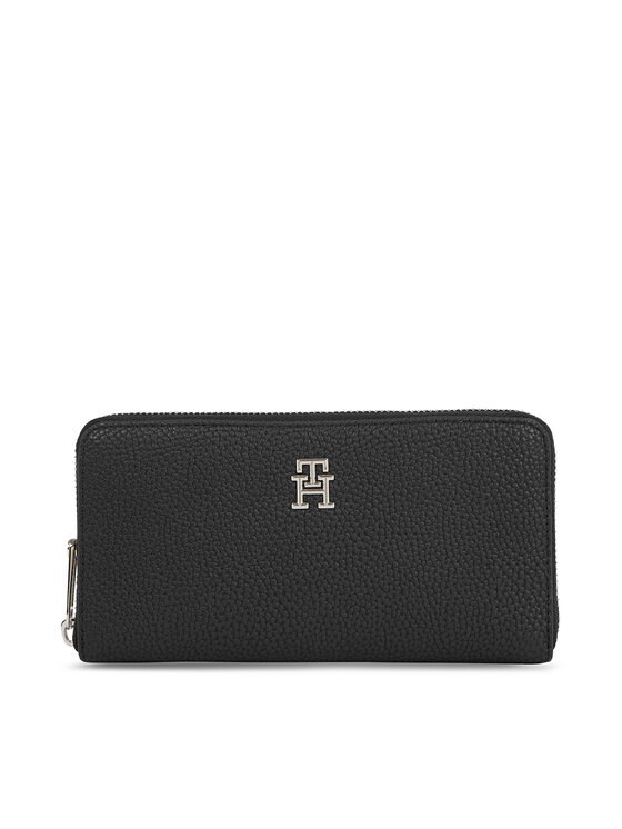 Tommy Hilfiger Портфейл Th Emblem Large Za AW0AW15181 Черен цвят на ниска цена