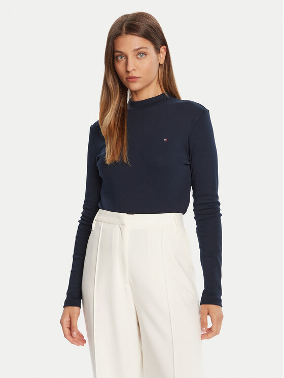 Tommy Hilfiger Пуловер Cody WW0WW47307 Тъмносин Slim Fit цвят на ниска цена