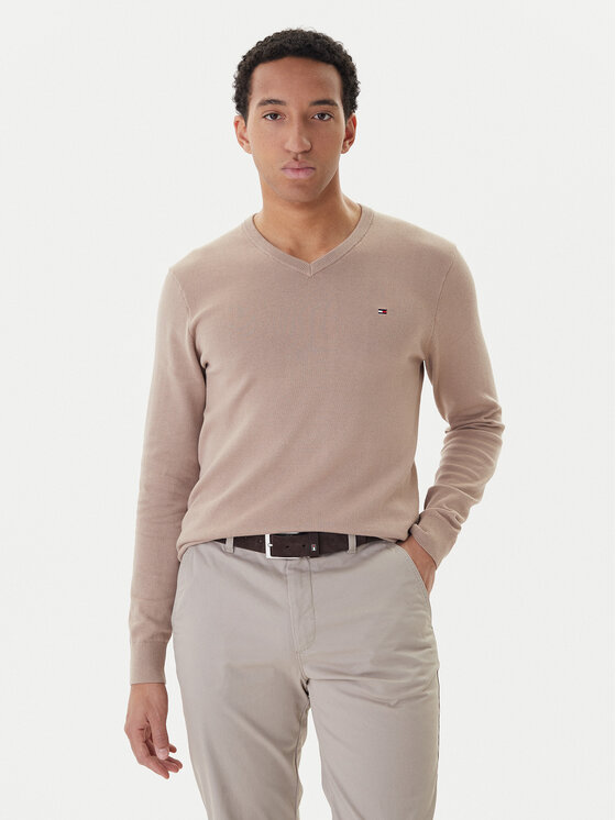 Tommy Hilfiger Пуловер Essential MW0MW14745 Бежов Regular Fit цвят на ниска цена