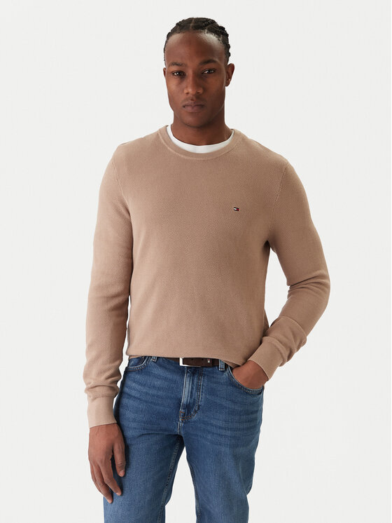 Tommy Hilfiger Пуловер Essential MW0MW36347 Бежов Regular Fit цвят на ниска цена