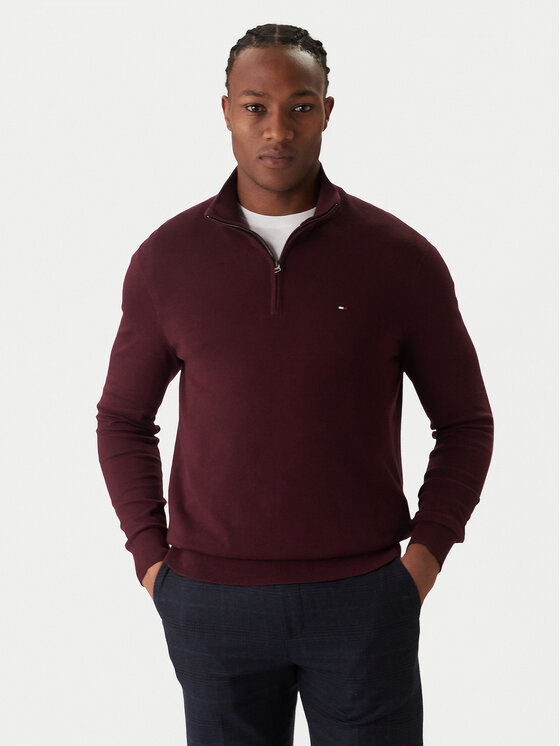 Tommy Hilfiger Пуловер Essential MW0MW37331 Бордо Regular Fit цвят на ниска цена