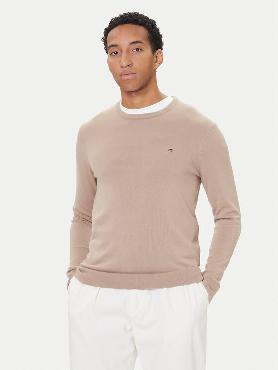 Tommy Hilfiger Пуловер Essential Ssnl MW0MW39999 Бежов Regular Fit цвят на ниска цена