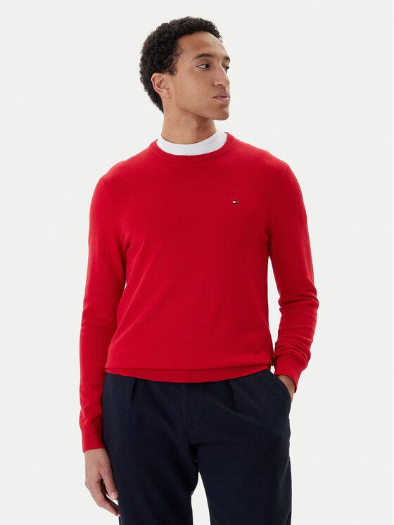 Tommy Hilfiger Пуловер Essential Ssnl MW0MW39999 Червен Regular Fit цвят на ниска цена