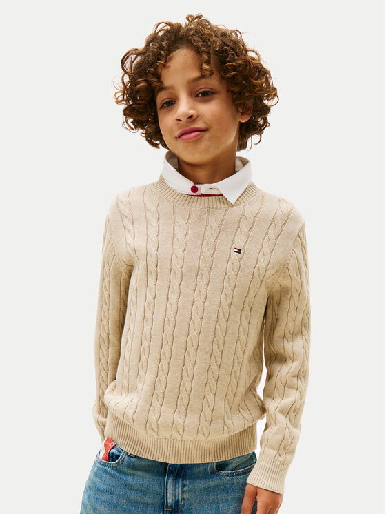 Tommy Hilfiger Пуловер KB0KB09753 Бежов Regular Fit цвят на ниска цена