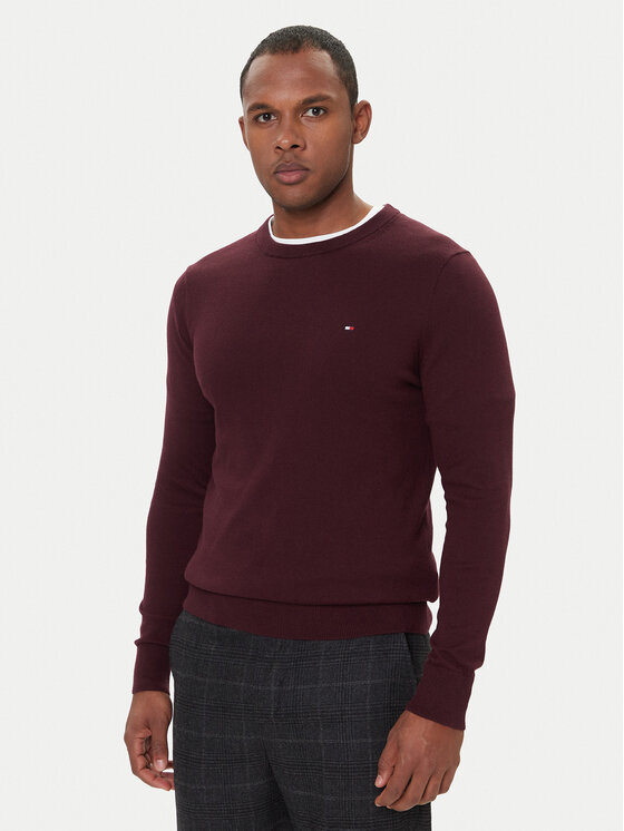 Tommy Hilfiger Пуловер MW0MW28046 Бордо Regular Fit цвят на ниска цена