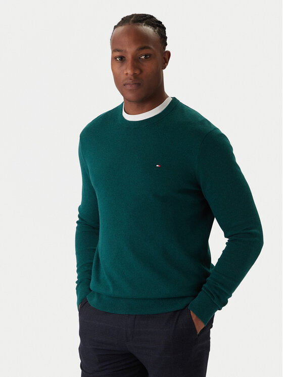 Tommy Hilfiger Пуловер MW0MW28046 Зелен Regular Fit цвят на ниска цена