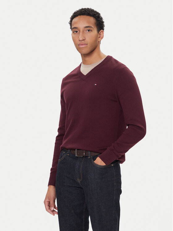 Tommy Hilfiger Пуловер MW0MW28047 Бордо Regular Fit цвят на ниска цена