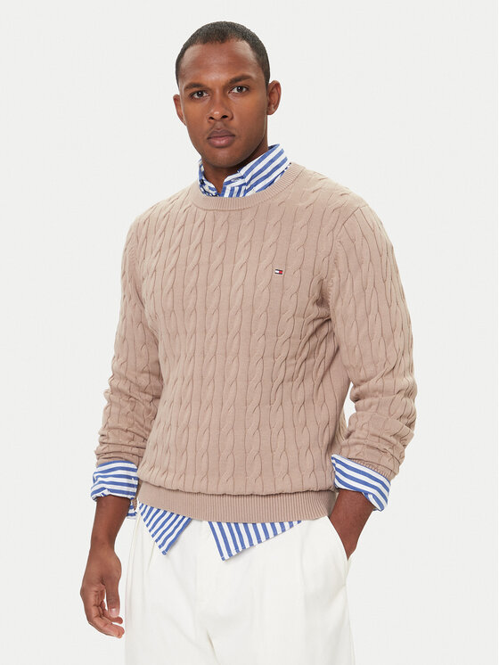 Tommy Hilfiger Пуловер MW0MW33132 Бежов Regular Fit цвят на ниска цена