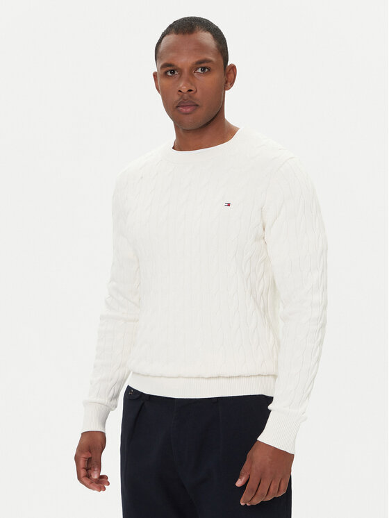 Tommy Hilfiger Пуловер MW0MW33132 Екрю Regular Fit цвят на ниска цена