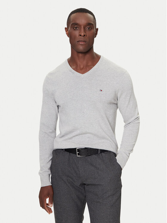 Tommy Hilfiger Пуловер MW0MW42249 Сив Regular Fit цвят на ниска цена