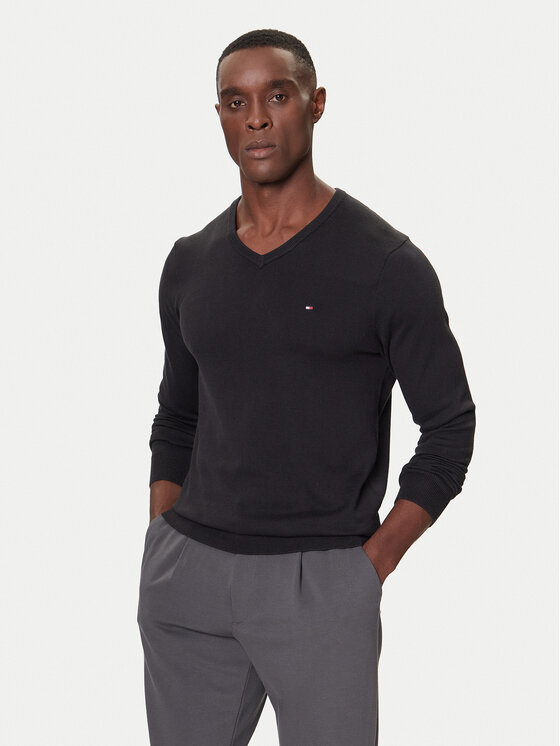 Tommy Hilfiger Пуловер MW0MW42249 Черен Regular Fit цвят на ниска цена