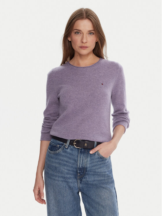 Tommy Hilfiger Пуловер WW0WW40264 Виолетов Regular Fit цвят на ниска цена