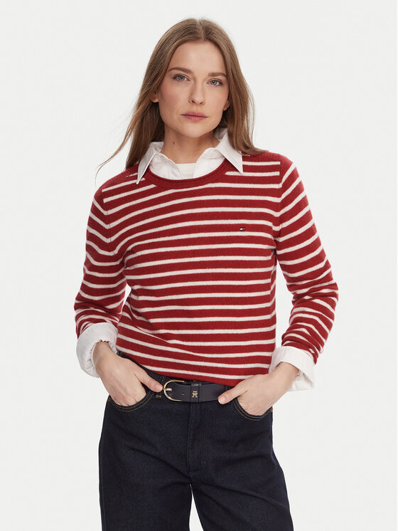 Tommy Hilfiger Пуловер WW0WW40264 Червен Regular Fit цвят на ниска цена