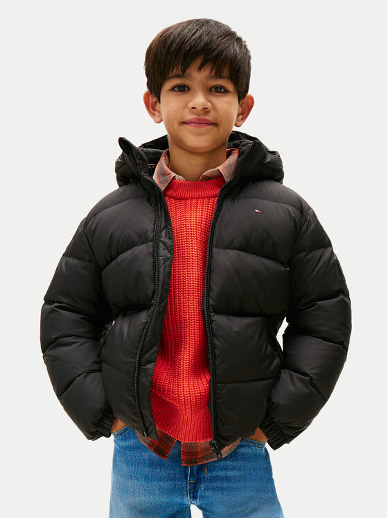 Tommy Hilfiger Пухено яке Essential KB0KB10091 D Черен Regular Fit цвят на ниска цена