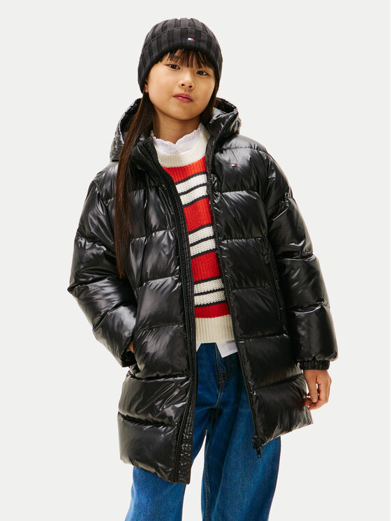 Tommy Hilfiger Пухено яке Essential KG0KG08761 S Черен Regular Fit цвят на ниска цена