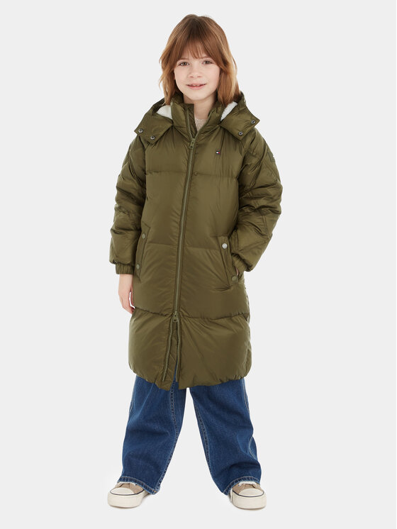 Tommy Hilfiger Пухено яке KG0KG07545 Зелен Regular Fit цвят на ниска цена