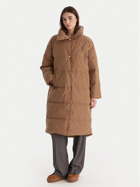Tommy Hilfiger Пухено яке WW0WW47279 Бежов Relaxed Fit цвят на ниска цена