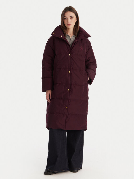 Tommy Hilfiger Пухено яке WW0WW47279 Бордо Relaxed Fit цвят на ниска цена
