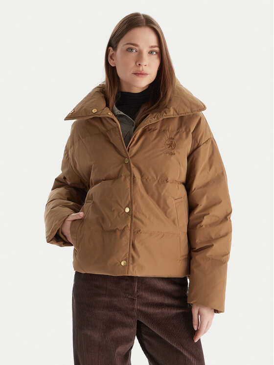 Tommy Hilfiger Пухено яке WW0WW47294 Кафяв Relaxed Fit цвят на ниска цена